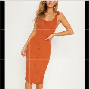 Rusty Orange button down body con dress